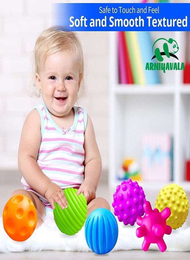 ARNIYAVALA كرات أرنيافالا الحسية للأطفال الصغار من عمر 1-3 سنوات، مجموعة كرات متعددة الملمس للأطفال لاستكشاف الحواس، 6 قطع من ألعاب الضغط الحسية الناعمة للأولاد والبنات - Image 5
